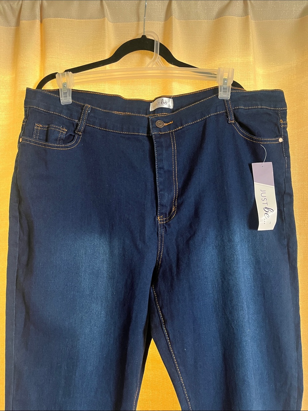Women’s Cuffed Dark Blue Straight Jeans - Picture 3 of 5